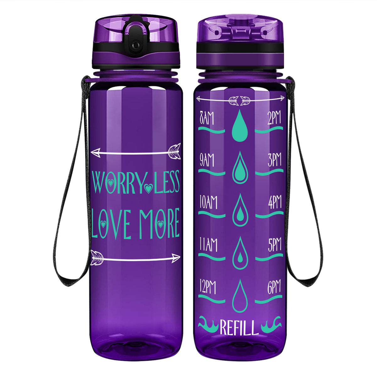 Love More Arrows on 32 oz Motivational Tracking Water Bottle