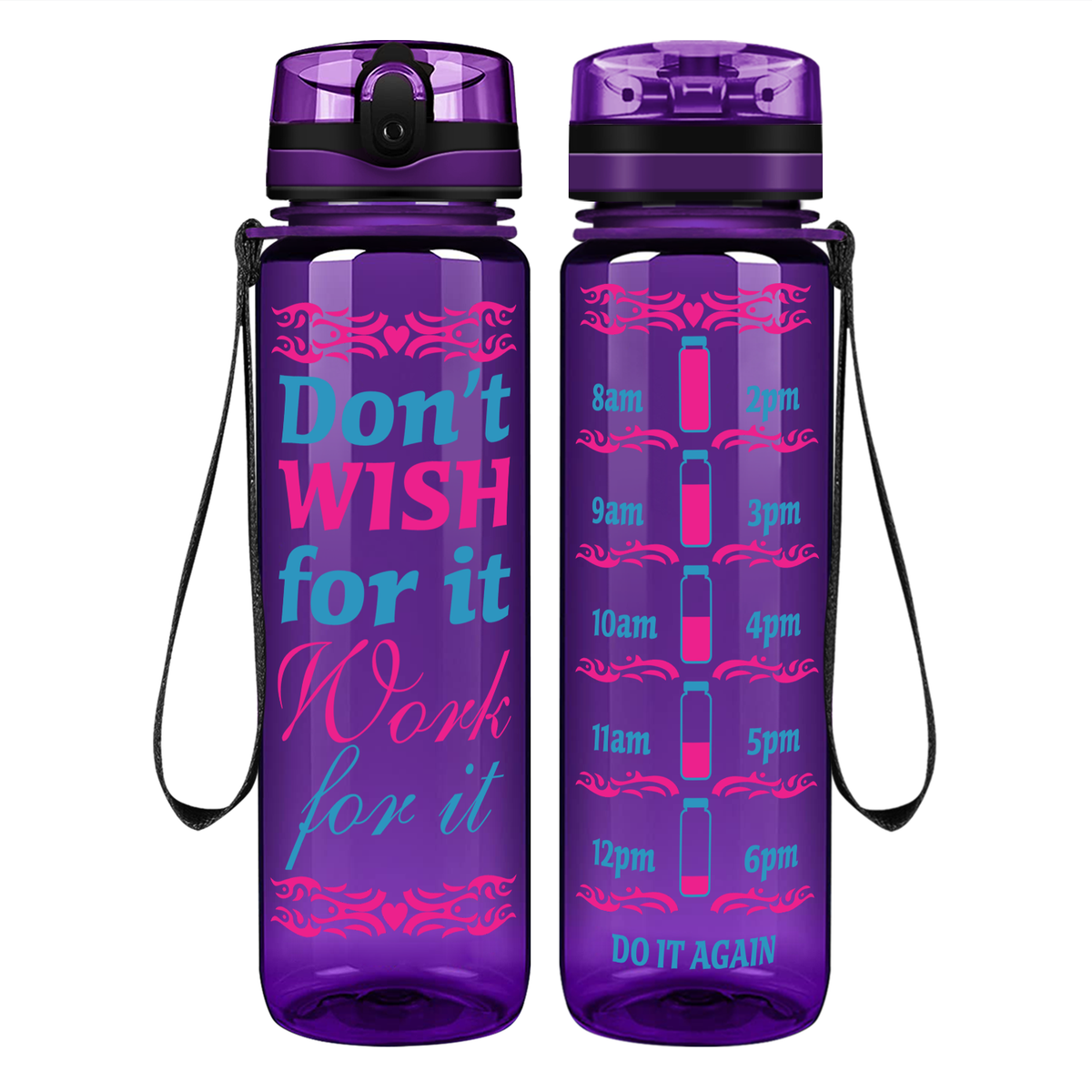 Work For It on 32 oz Motivational Tracking Water Bottle