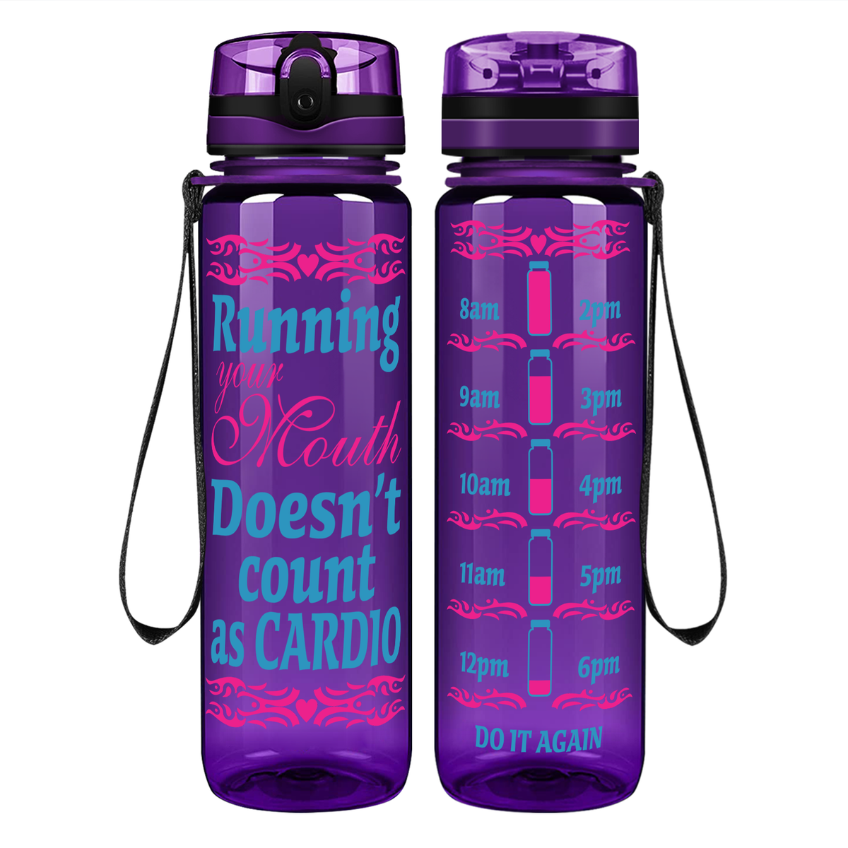 Running Your Mouth on 32 oz Motivational Tracking Water Bottle
