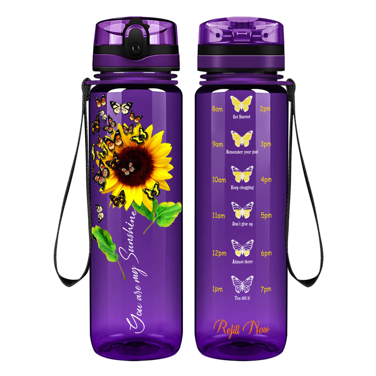 My Butterfly Sunshine Sunflower on 32 oz Motivational Tracking Water Bottle