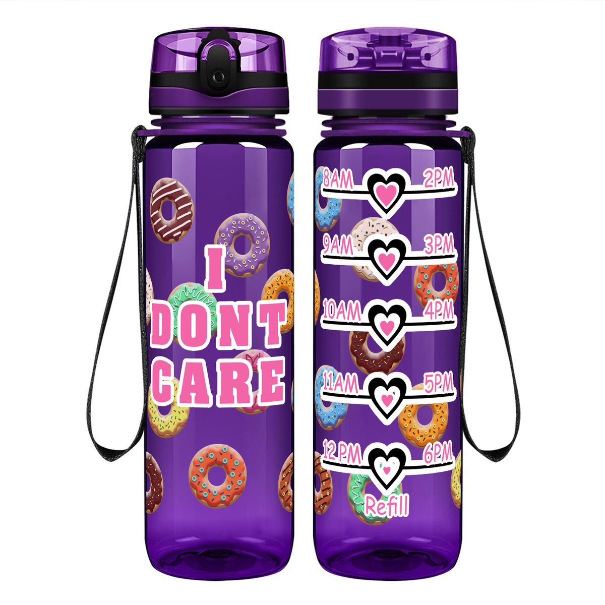 I Donut Care on 32 oz Motivational Tracking Water Bottle