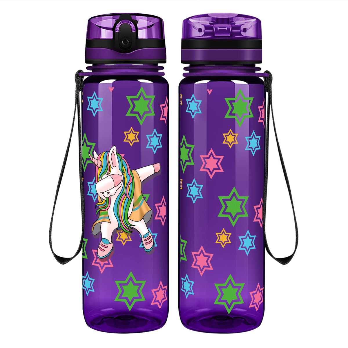 Dancing Unicorn on 32 oz Motivational Tracking Water Bottle