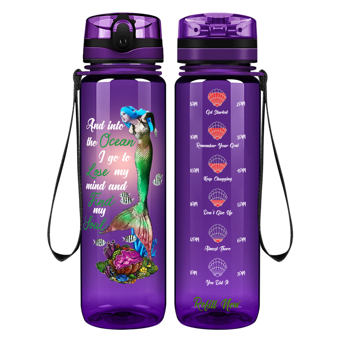 Lose my Mind Find my Soul on 32 oz Motivational Tracking Water Bottle