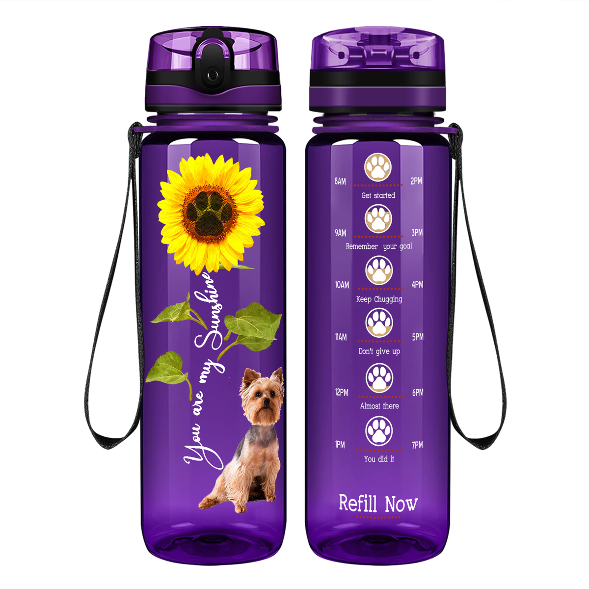 You are my Sunshine Yorkshire Terrier on 32 oz Motivational Tracking Water Bottle