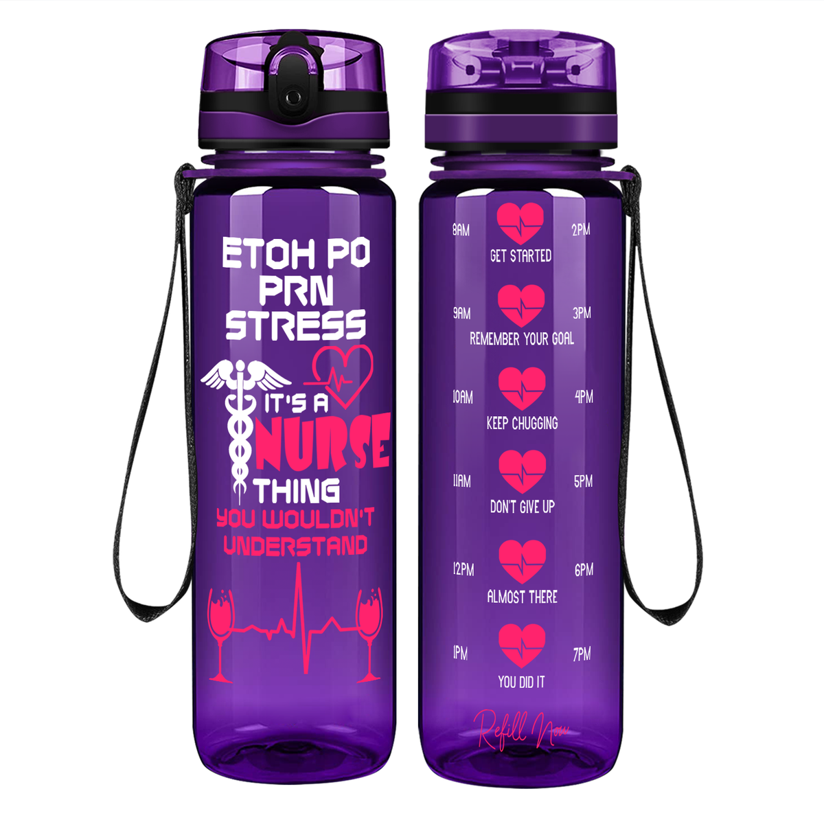 ETOH PO PRN Stress It’s a Nurse Thing on 32oz Motivational Tracking Water Bottle