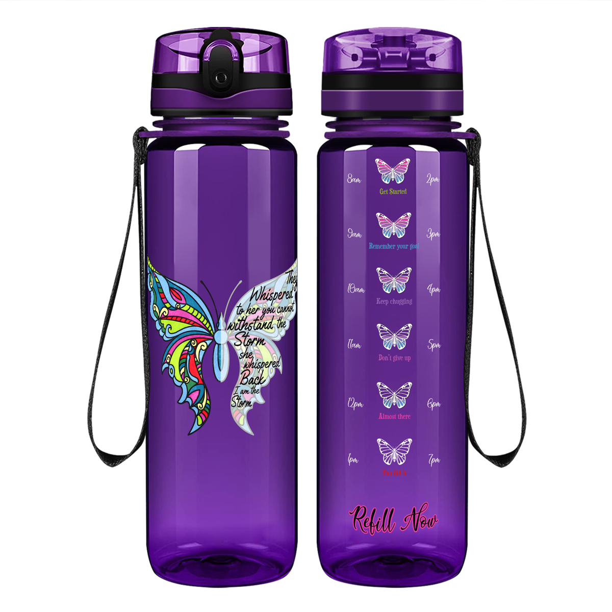 They Whispered to her on 32 oz Motivational Tracking Water Bottle