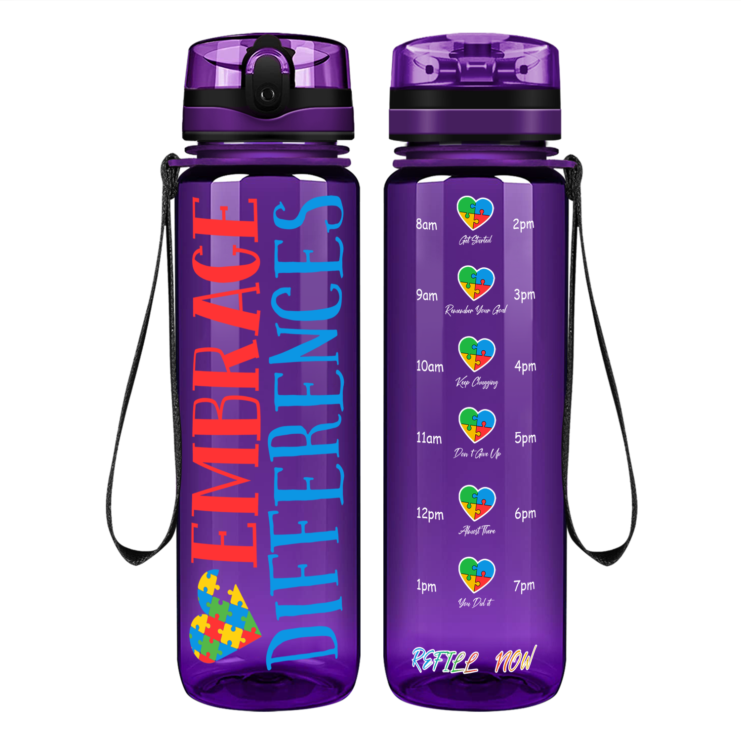Embrace Differences Motivational Tracking Water Bottle
