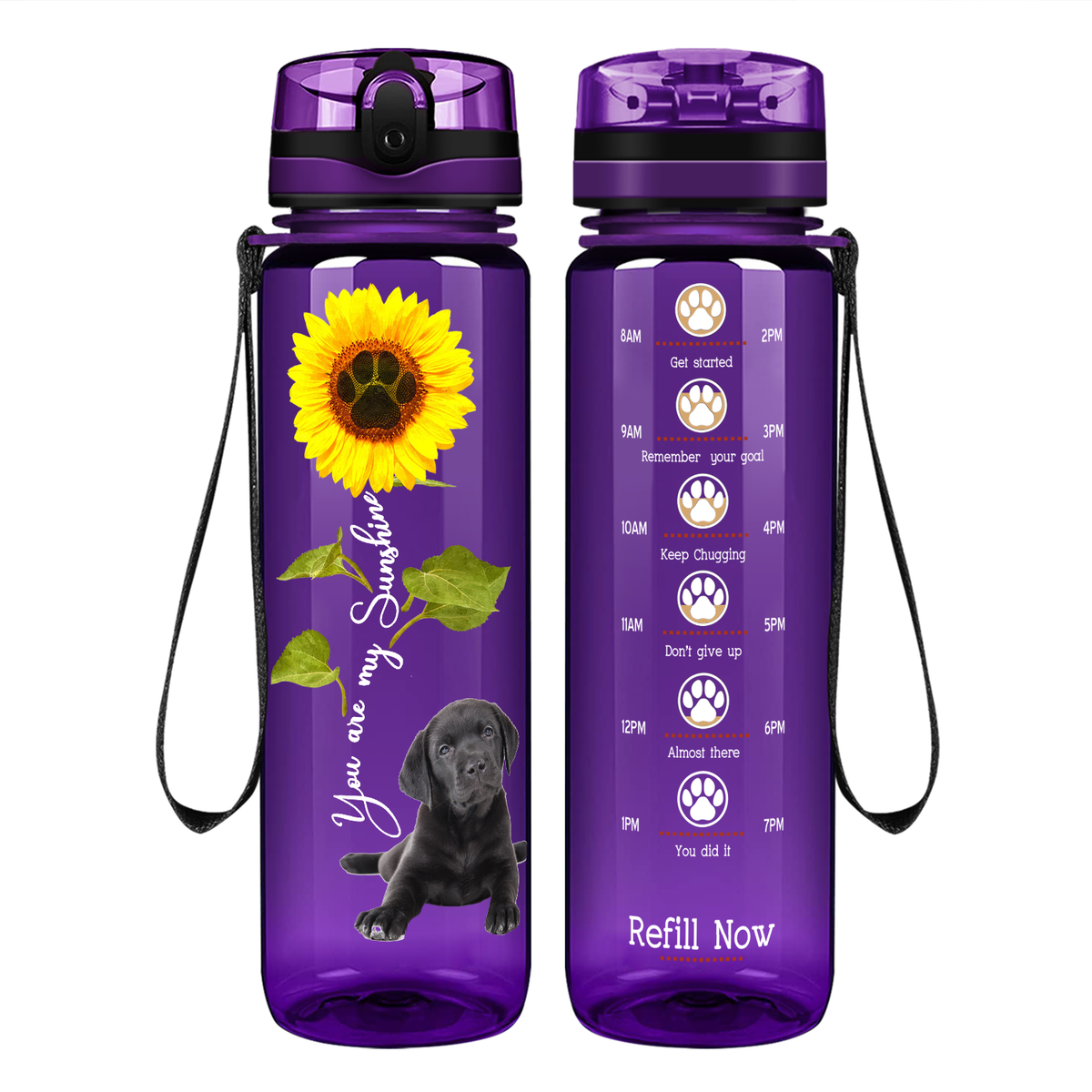 Labrador Puppy You are my SunShine on 32 oz Motivational Tracking Water Bottle