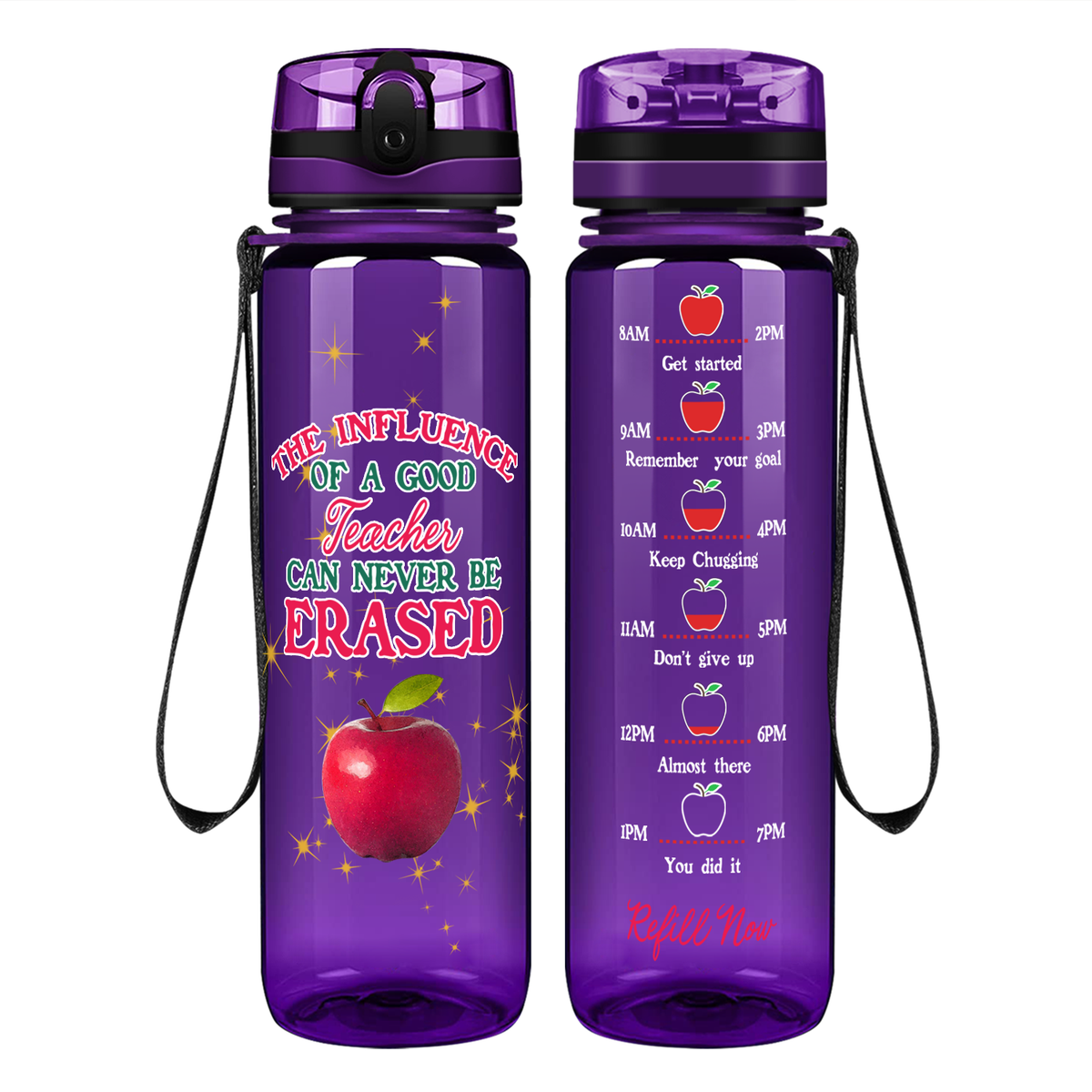 Teacher Can Never be Erased on 32 oz Motivational Tracking Water Bottle