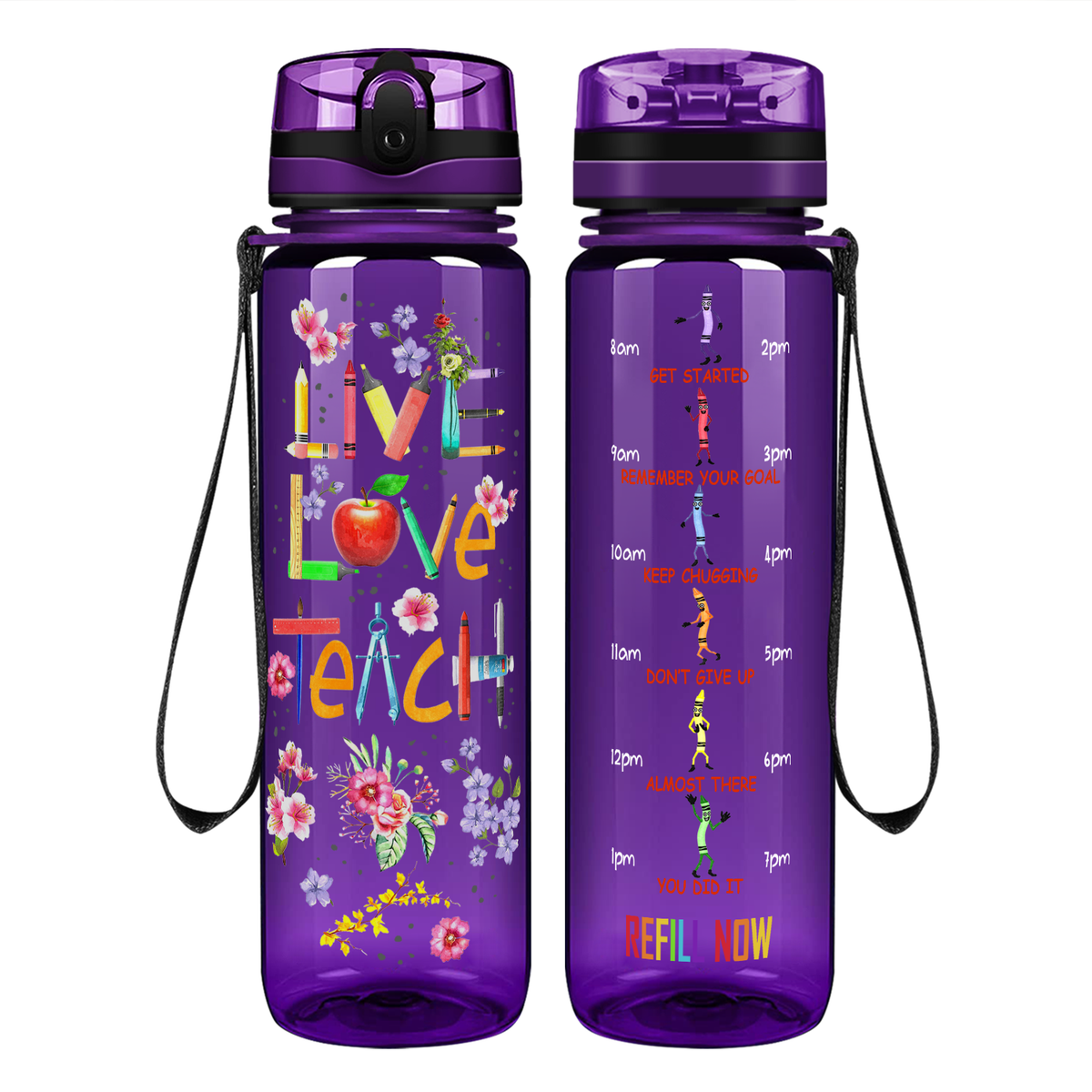Live Love Teach on 32 oz Motivational Tracking Water Bottle