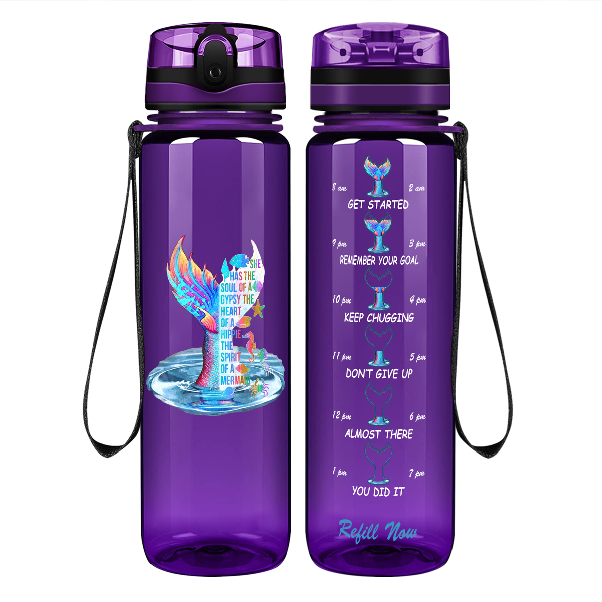 Soul of A Gypsy on 32 oz Motivational Tracking Water Bottle