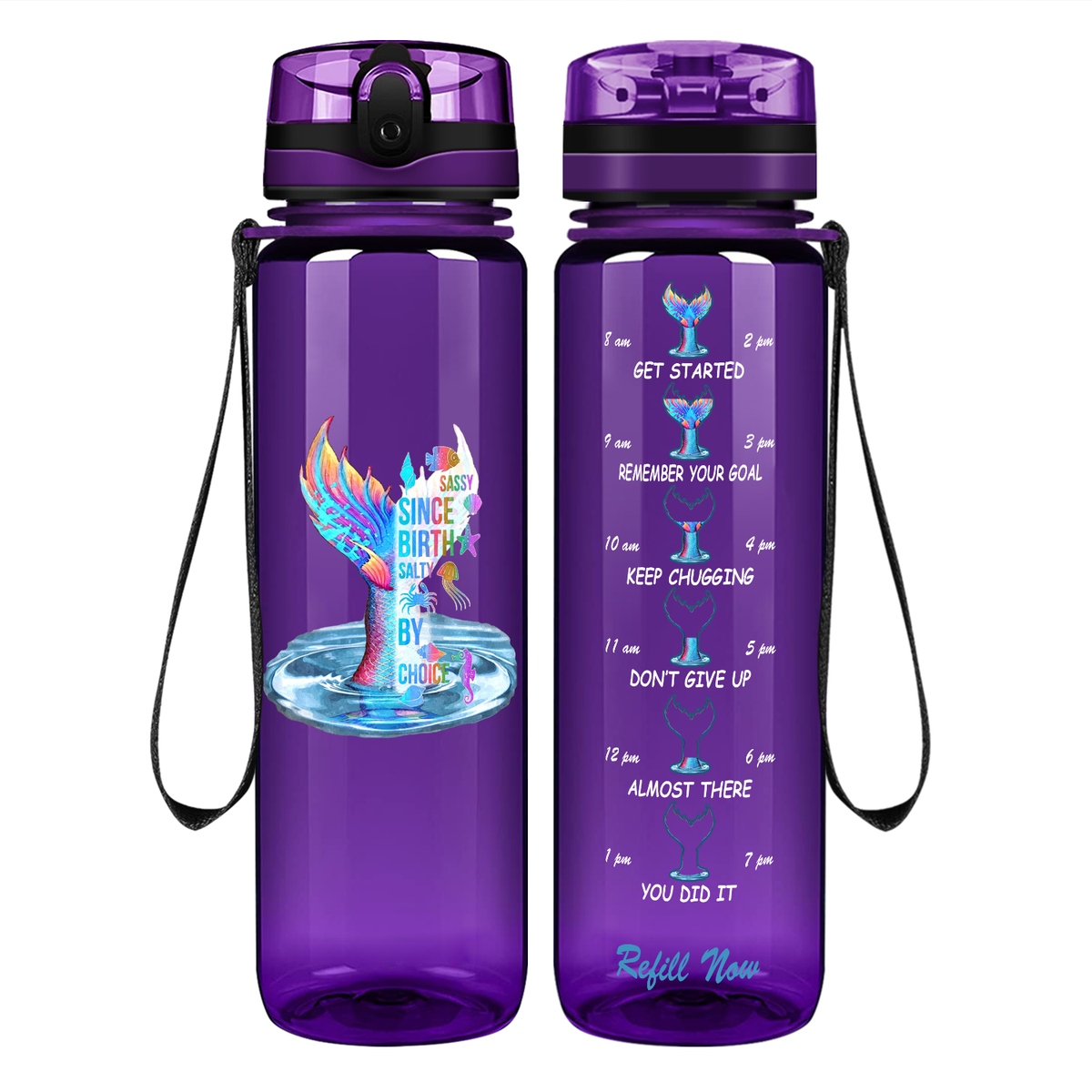 Personalized Sassy Since Birth on 32 oz Motivational Tracking Water Bottle