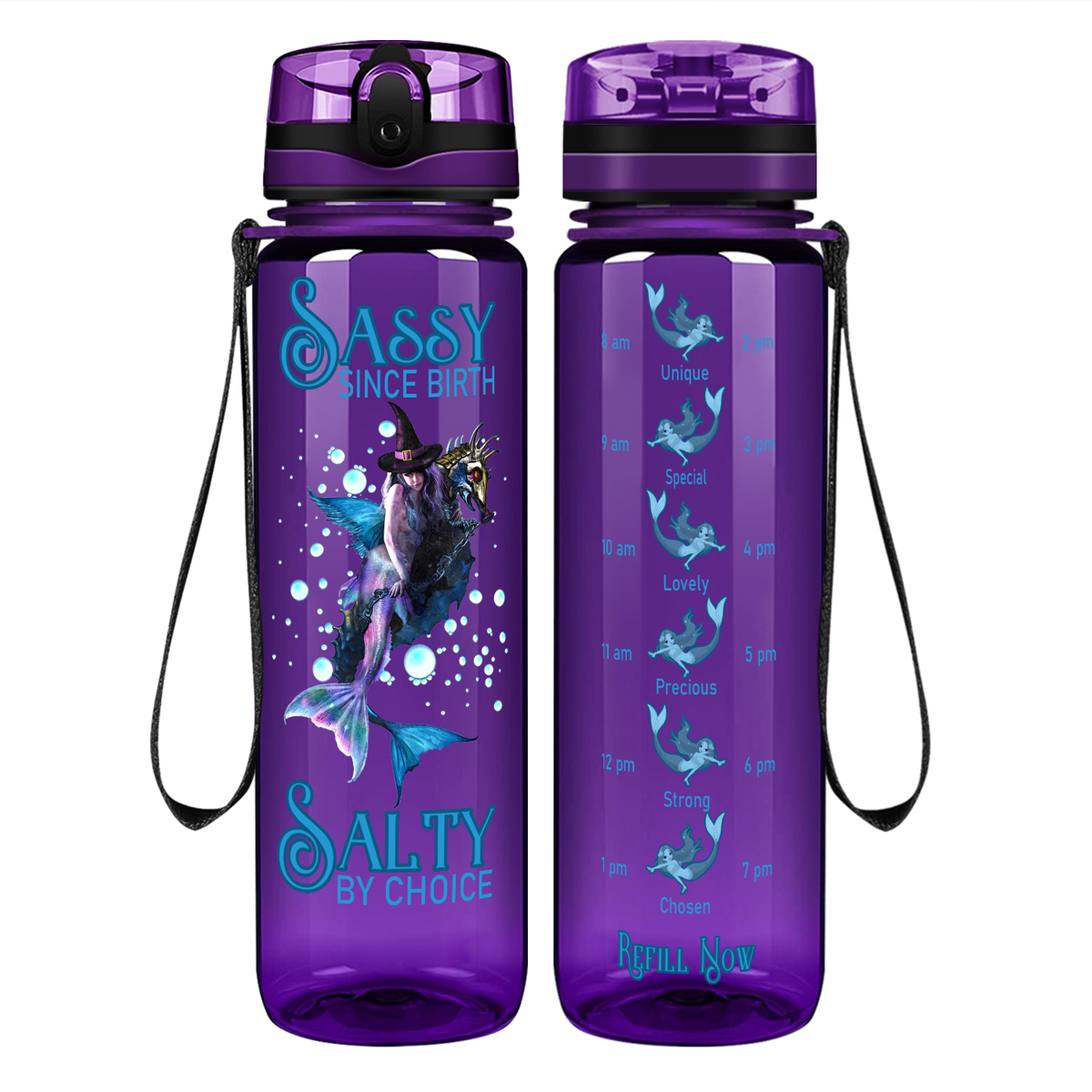 Salty By Choice on 32 oz Motivational Tracking Water Bottle