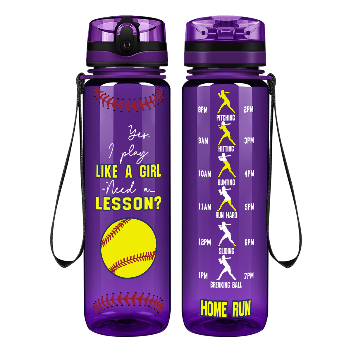 Yes, I Play Like a Girl on 32 oz Motivational Tracking Water Bottle