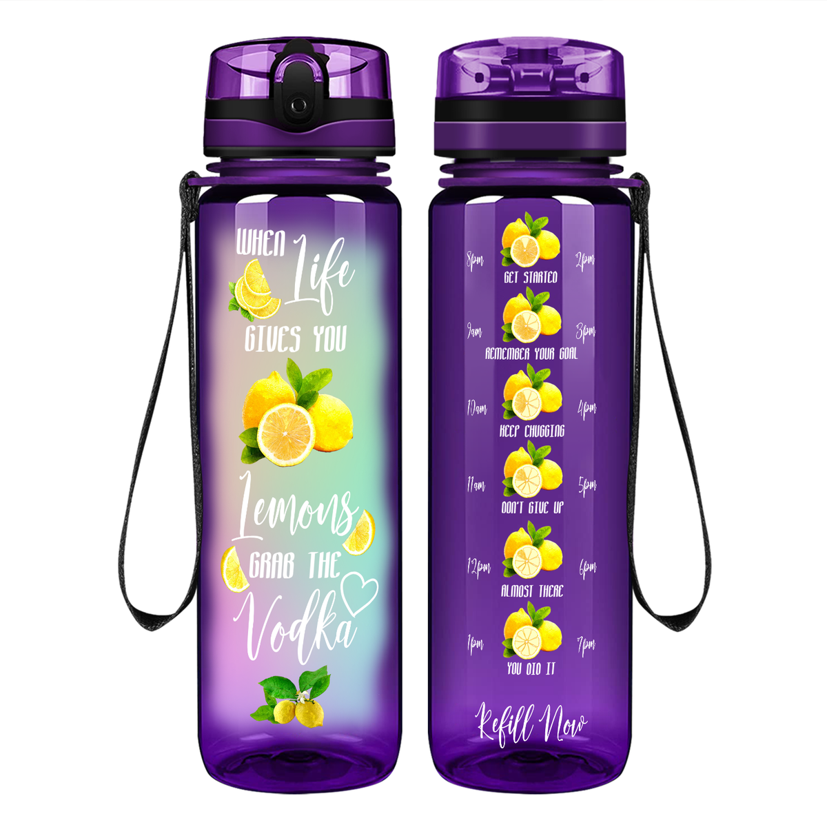 When Life Gives You Lemons Grab the Vodka Colorful on 32 oz Motivational Tracking Water Bottle