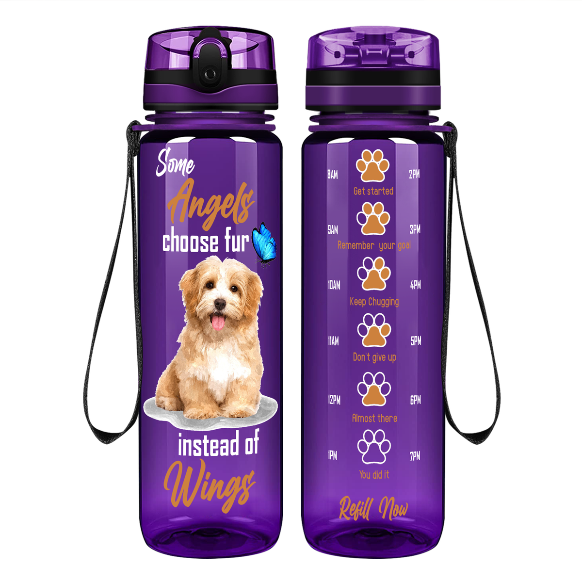 Some Angels Choose Fur Instead of Wings Golden Retriever on 32 oz Motivational Tracking Water Bottle