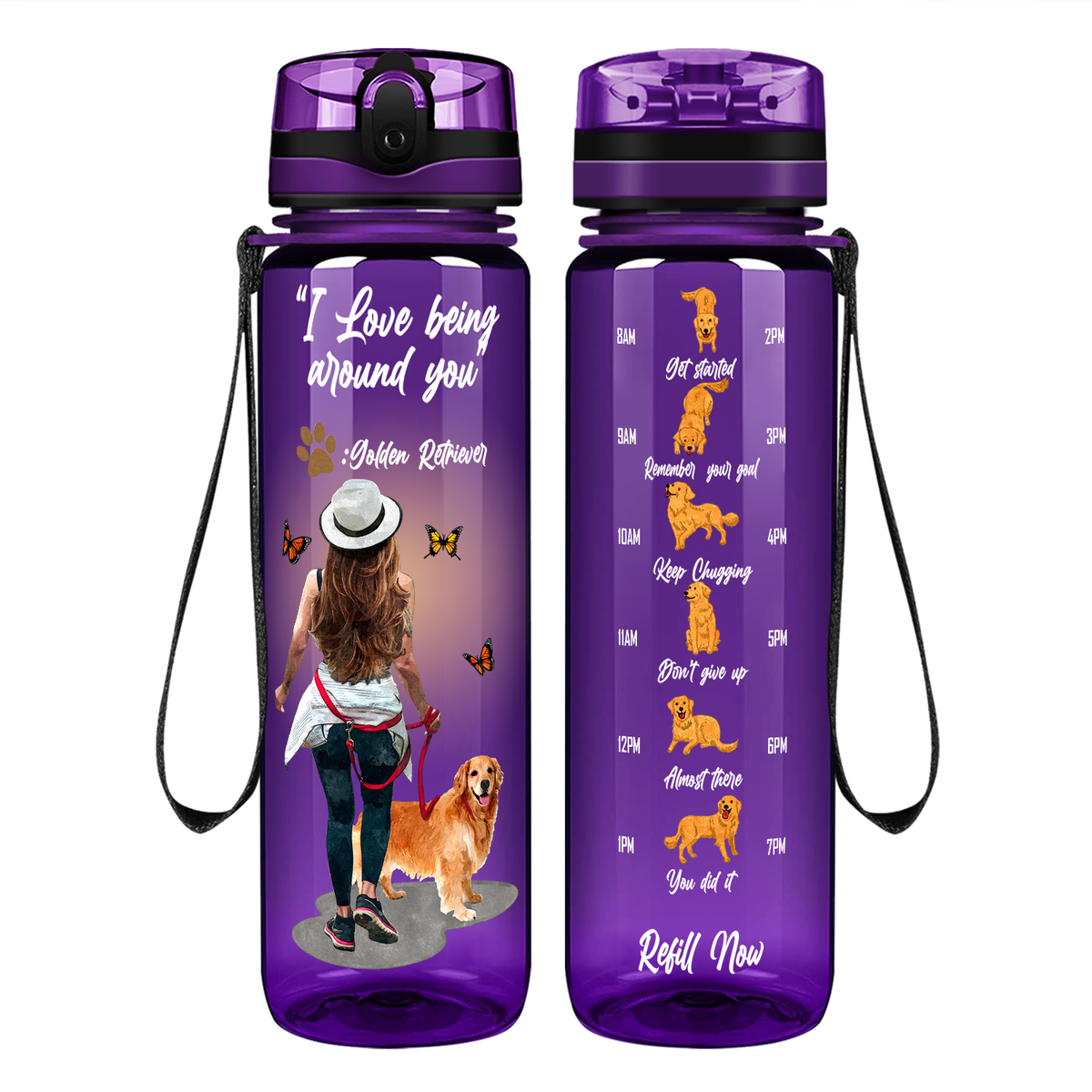I love Being Around You Golden Retriever on 32 oz Motivational Tracking Water Bottle