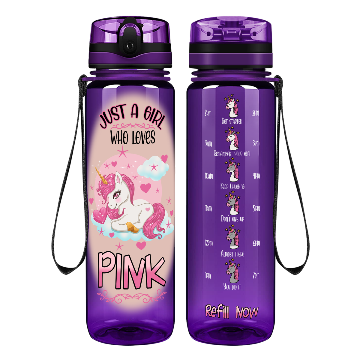 Just A Girl Who Loves Pink on 32 oz Motivational Tracking Water Bottle