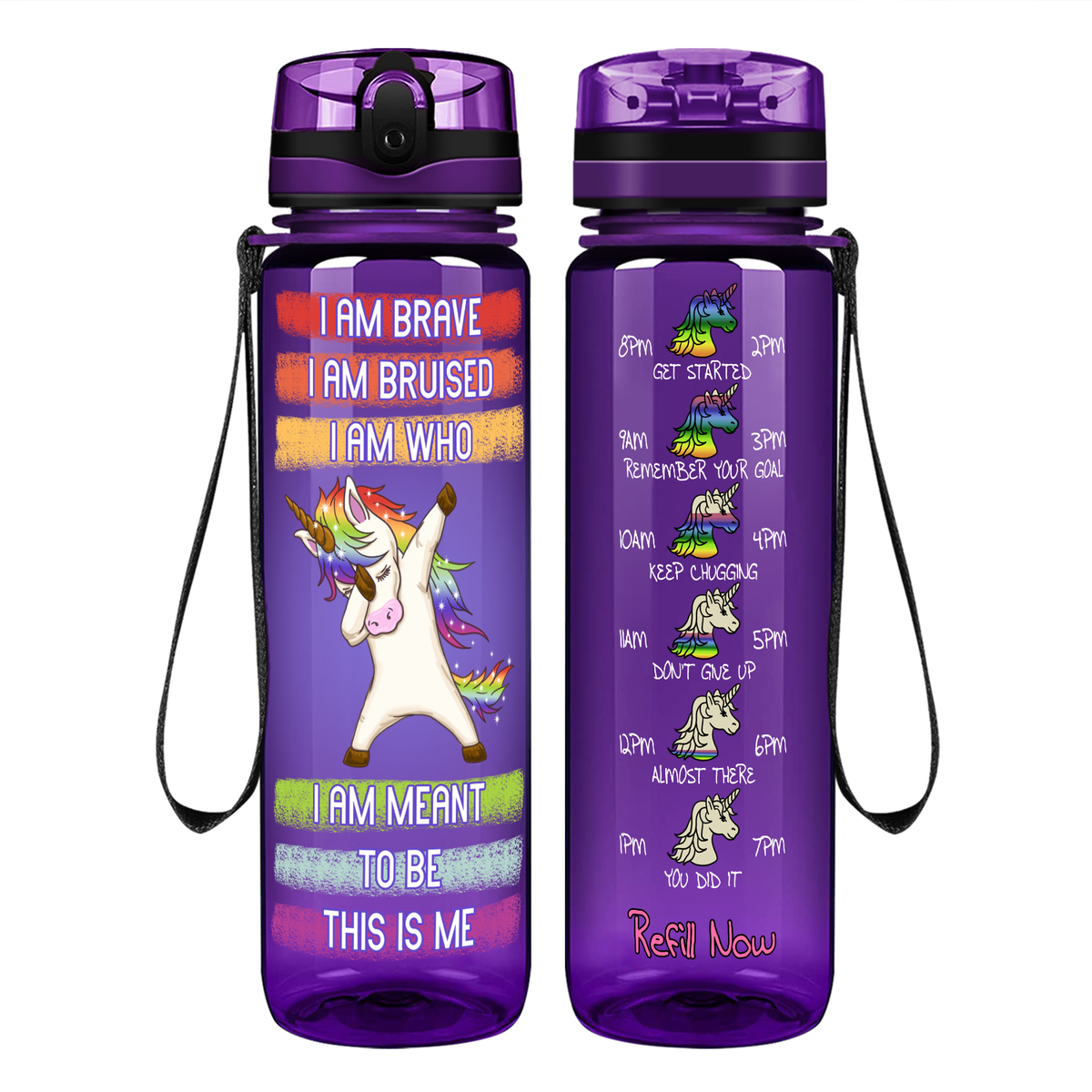 I Am Brave I Am Bruised I Am Who on 32 oz Motivational Tracking Water Bottle