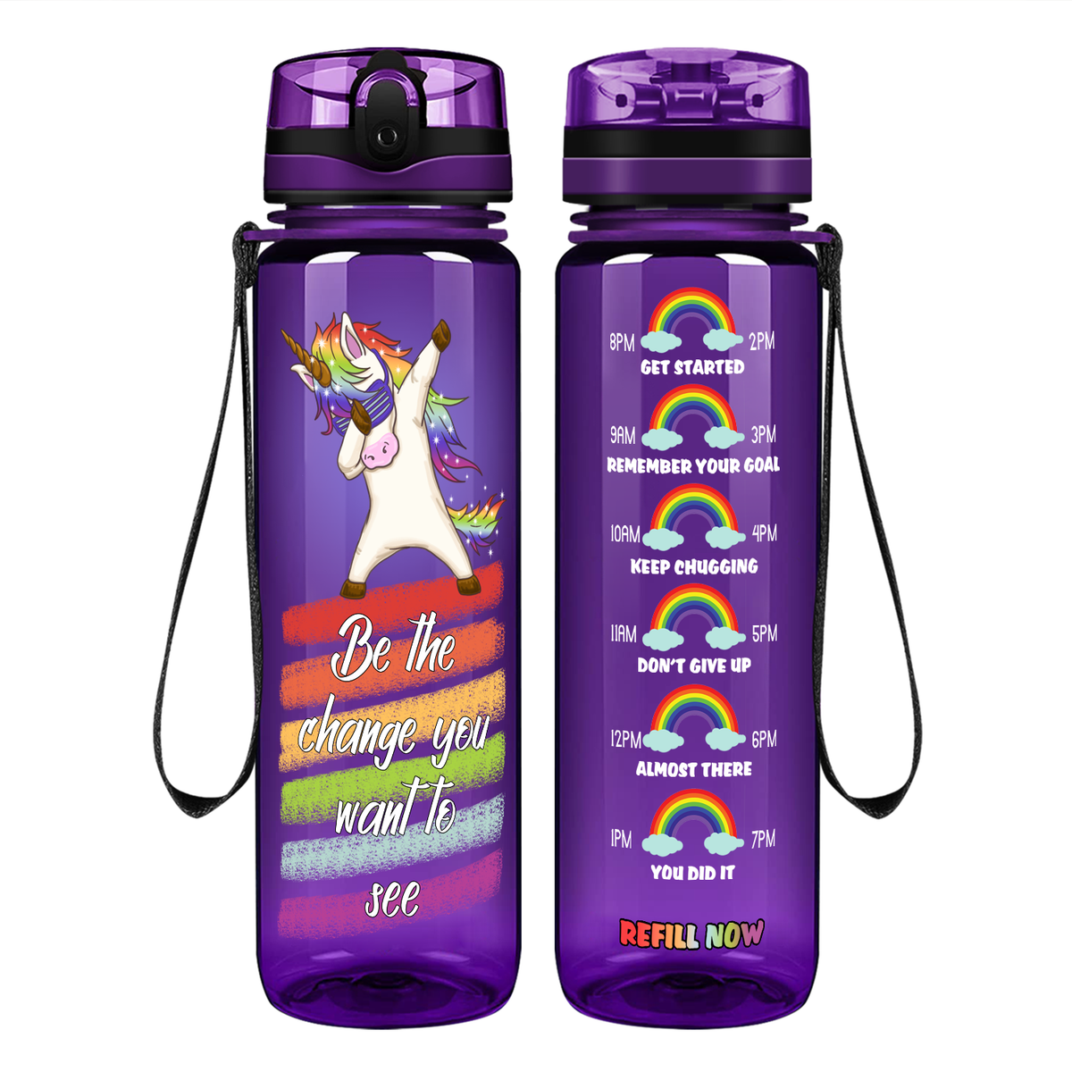 Be The Change You Want To See on 32 oz Motivational Tracking Water Bottle