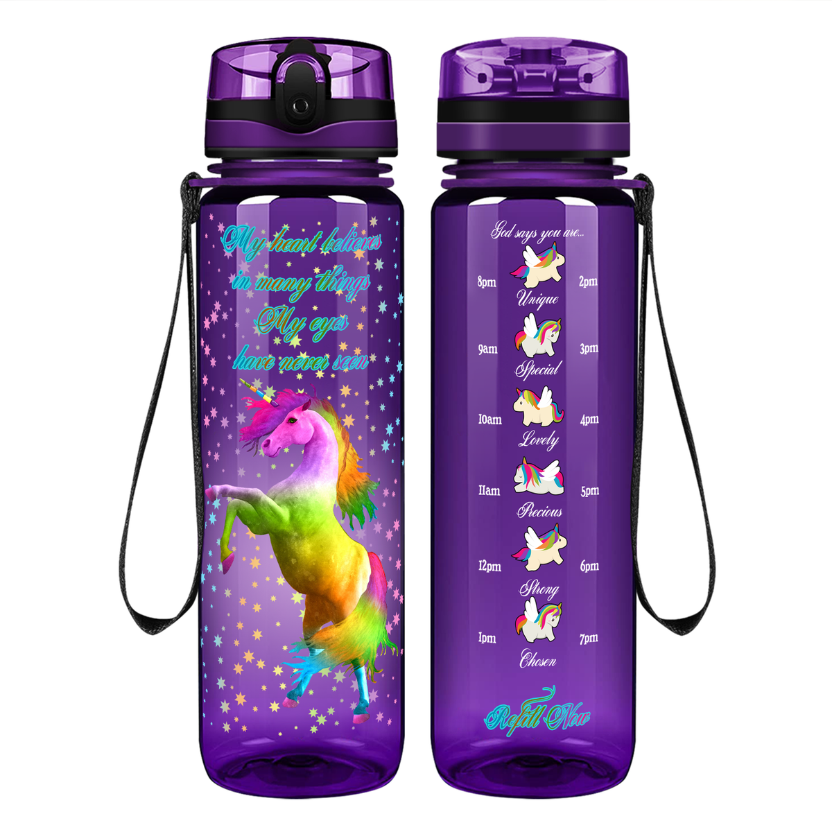 My Heart Believes In Many Things on 32 oz Motivational Tracking Water Bottle
