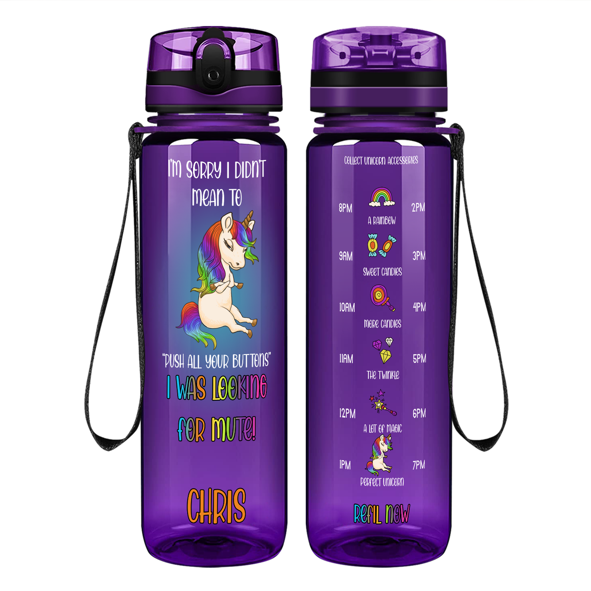 I'm Sorry I Didn't Mean To Push All Your Buttons on 32 oz Motivational Tracking Water Bottle