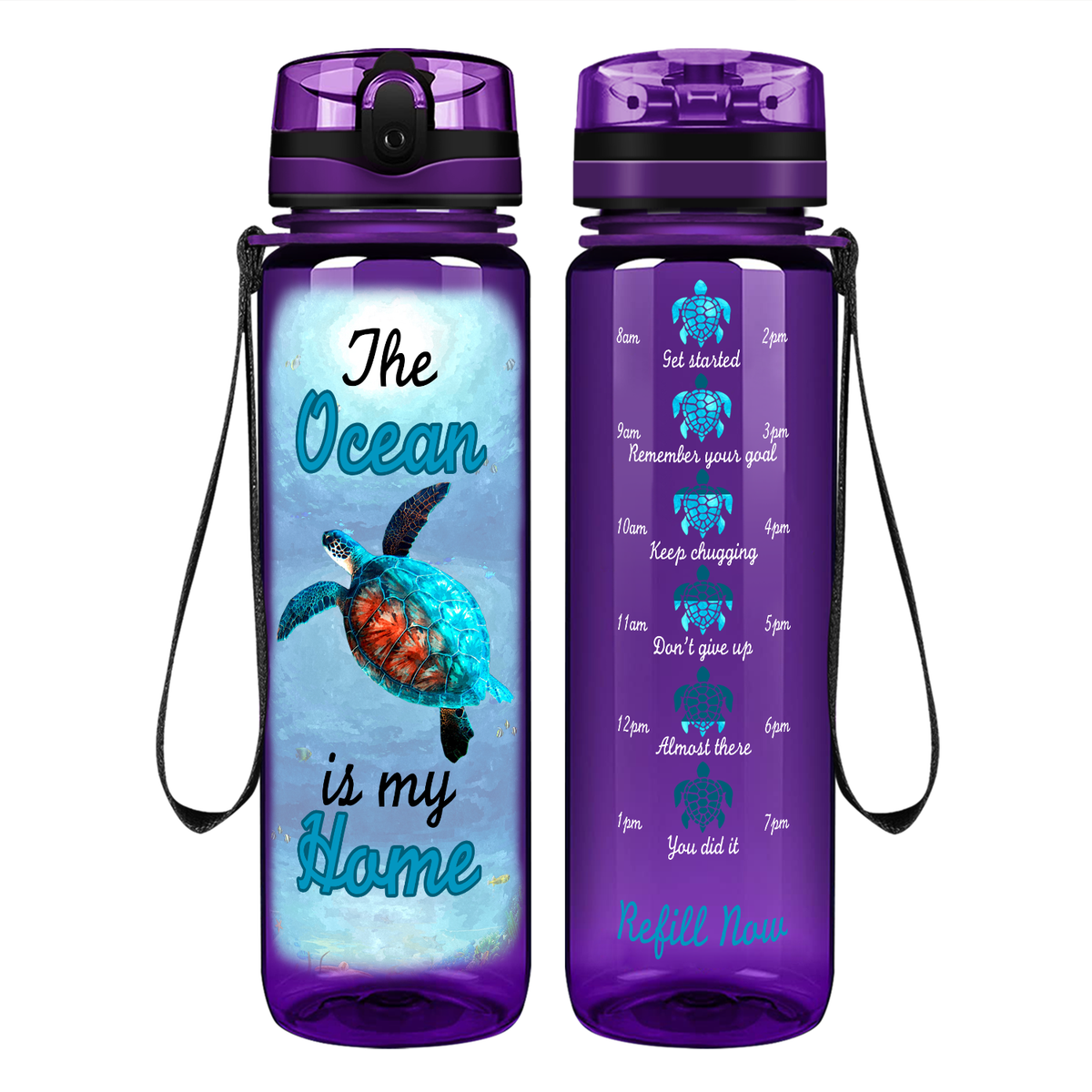 The Ocean Is My Home on 32 oz Motivational Tracking Water Bottle