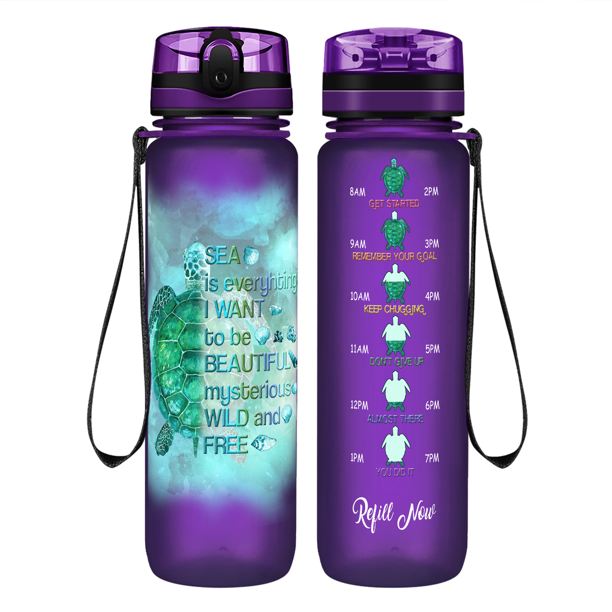Sea Is Everything I Want on 32 oz Motivational Tracking Water Bottle