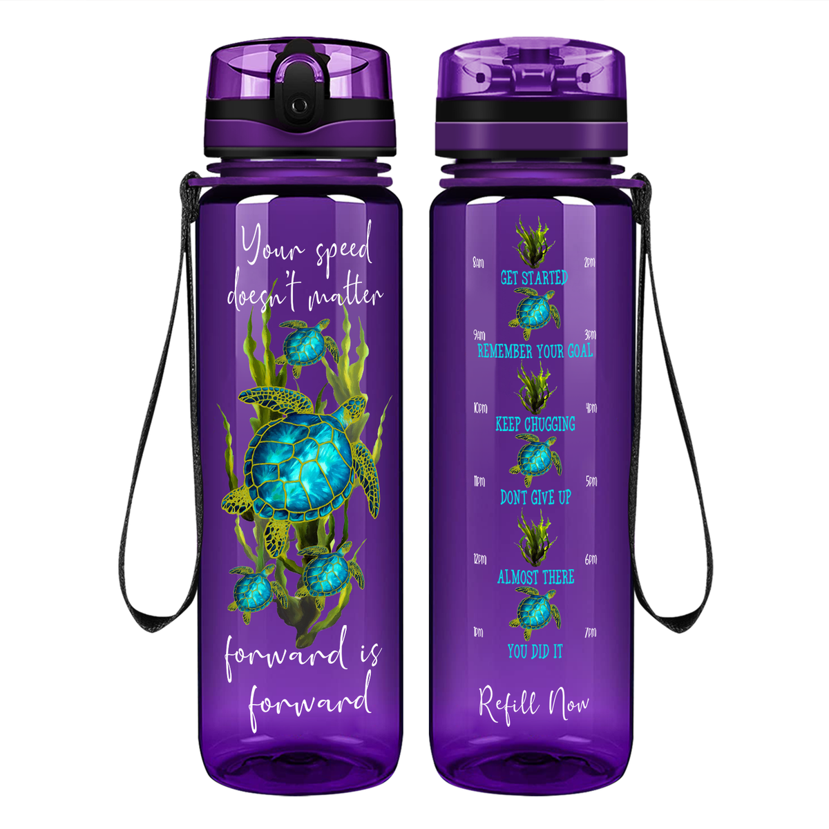 Your Speed Doesn't Matter Forward Is Forward on 32 oz Motivational Tracking Water Bottle