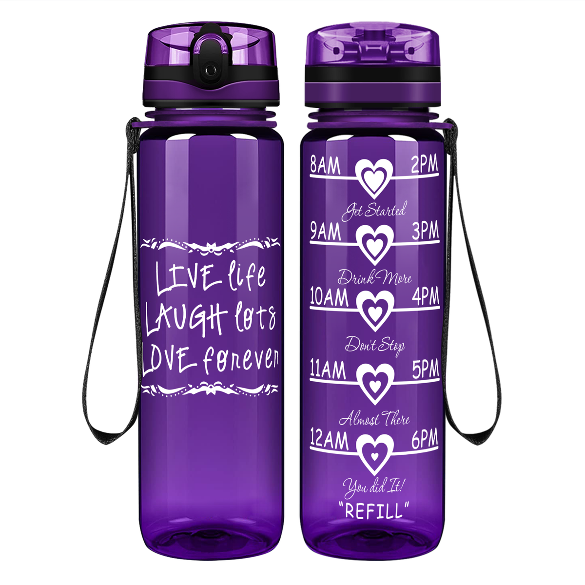 Live Life on 32 oz Motivational Tracking Water Bottle