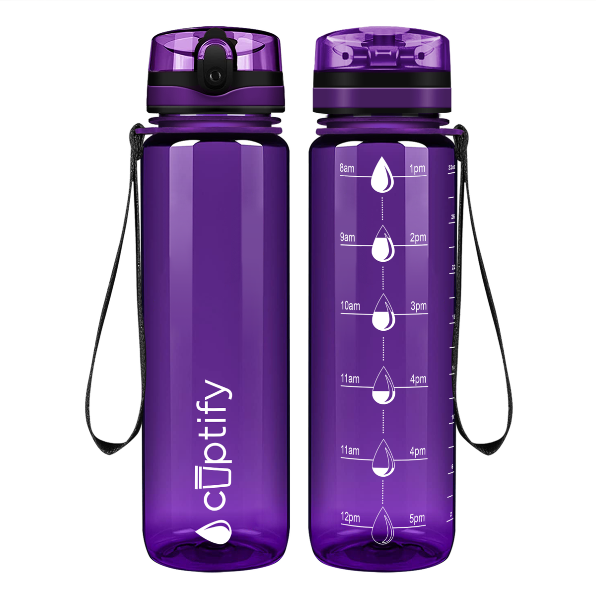 Cuptify Purple Gloss Hydration Tracker Water Bottle
