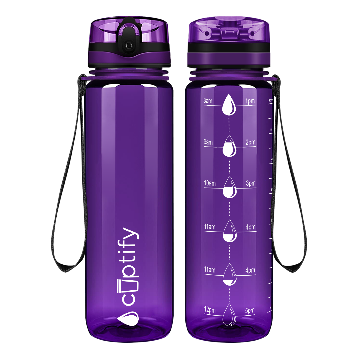 Cuptify Purple Gloss Hydration Tracker Water Bottle