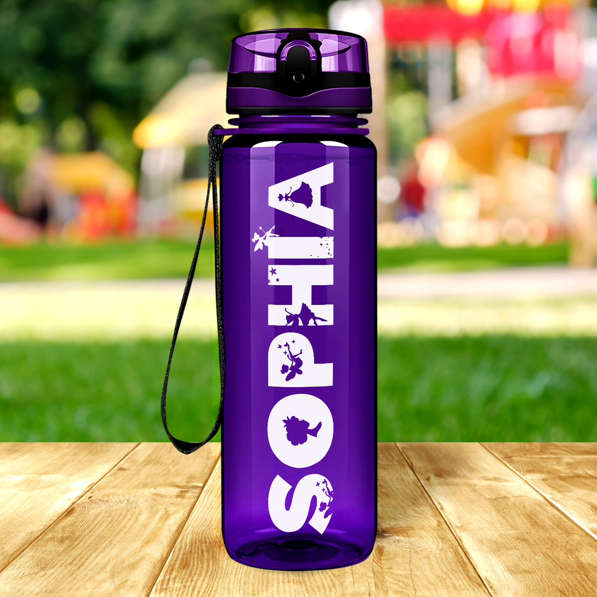 Kids Personalized on Purple 32 oz Motivational Tracking Water Bottle