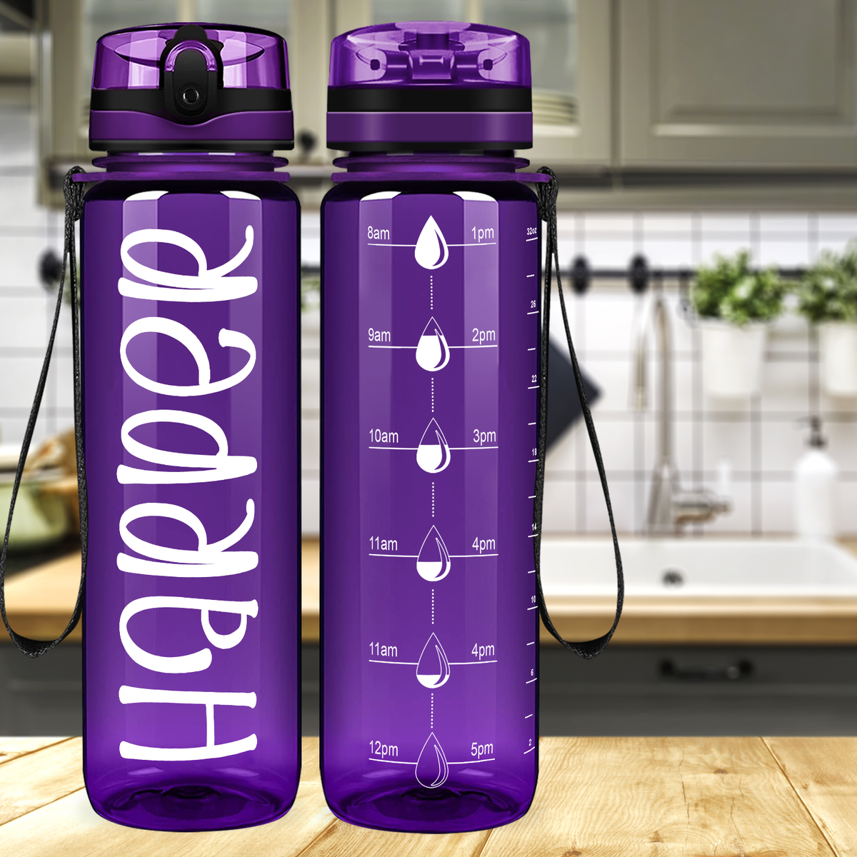 Kids Personalized on Purple 32 oz Motivational Tracking Water Bottle