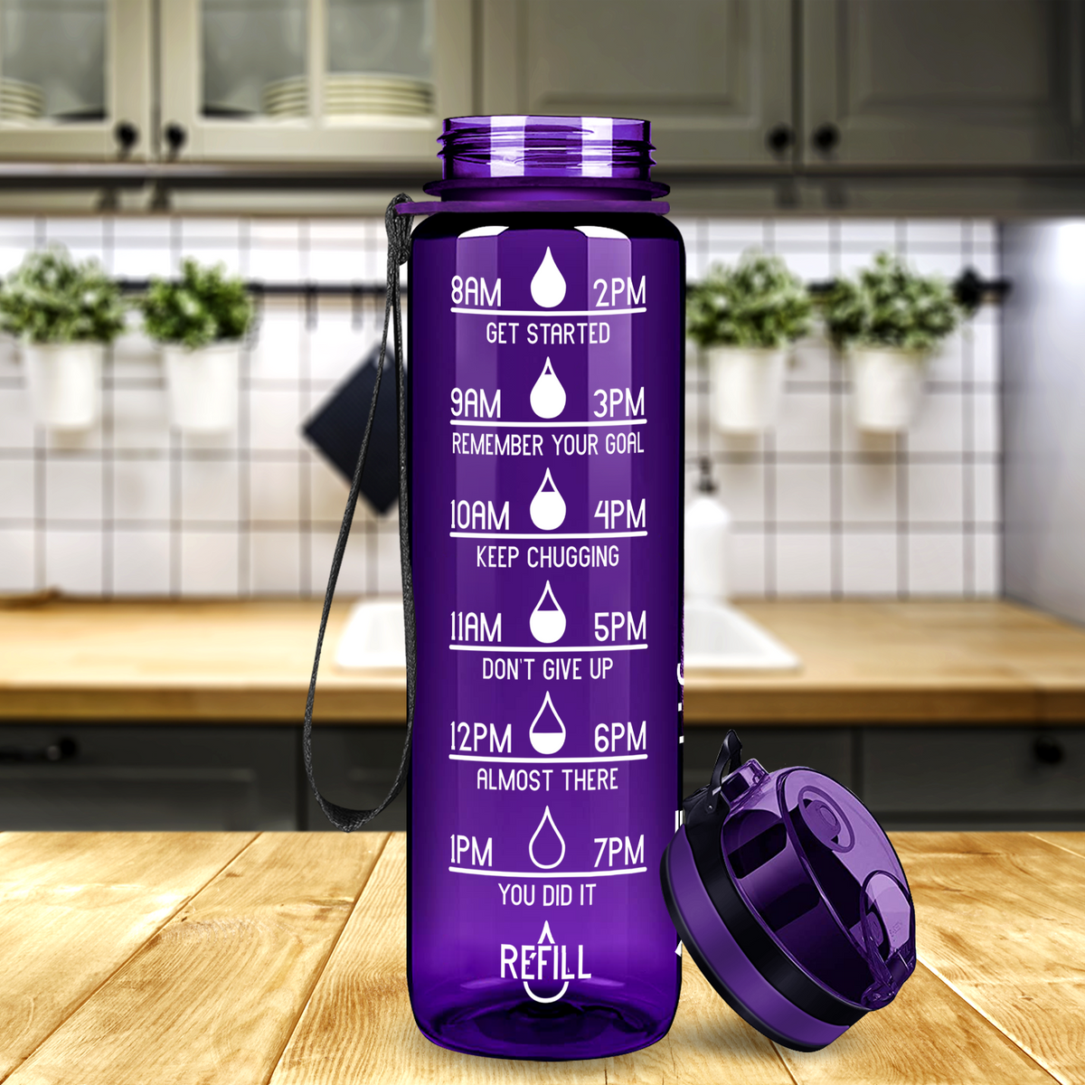 Cuptify Purple Gloss 32 oz Motivational Water Bottle