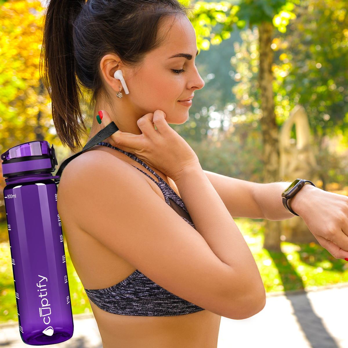 Cuptify Purple Gloss 32 oz Motivational Water Bottle