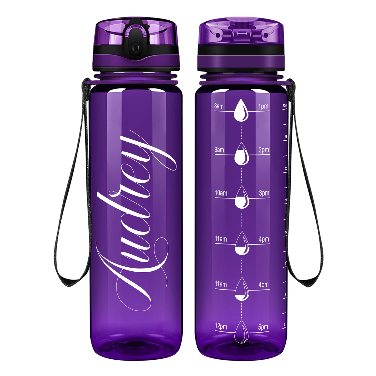 Cuptify Personalized on Purple Motivational Tracking Water Bottle