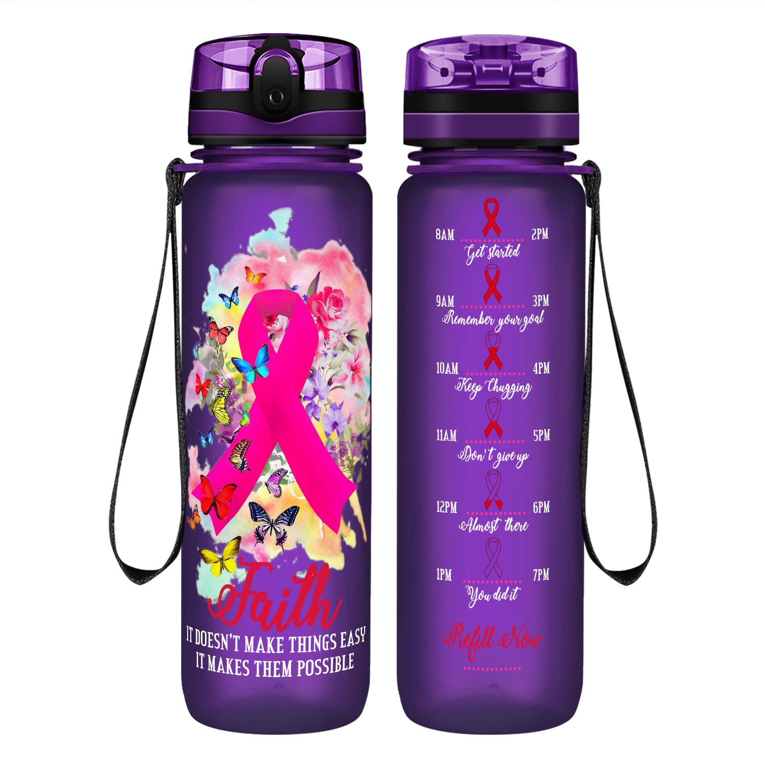 Faith It Doesn’t Make Things Easy Motivational Tracking Water Bottle