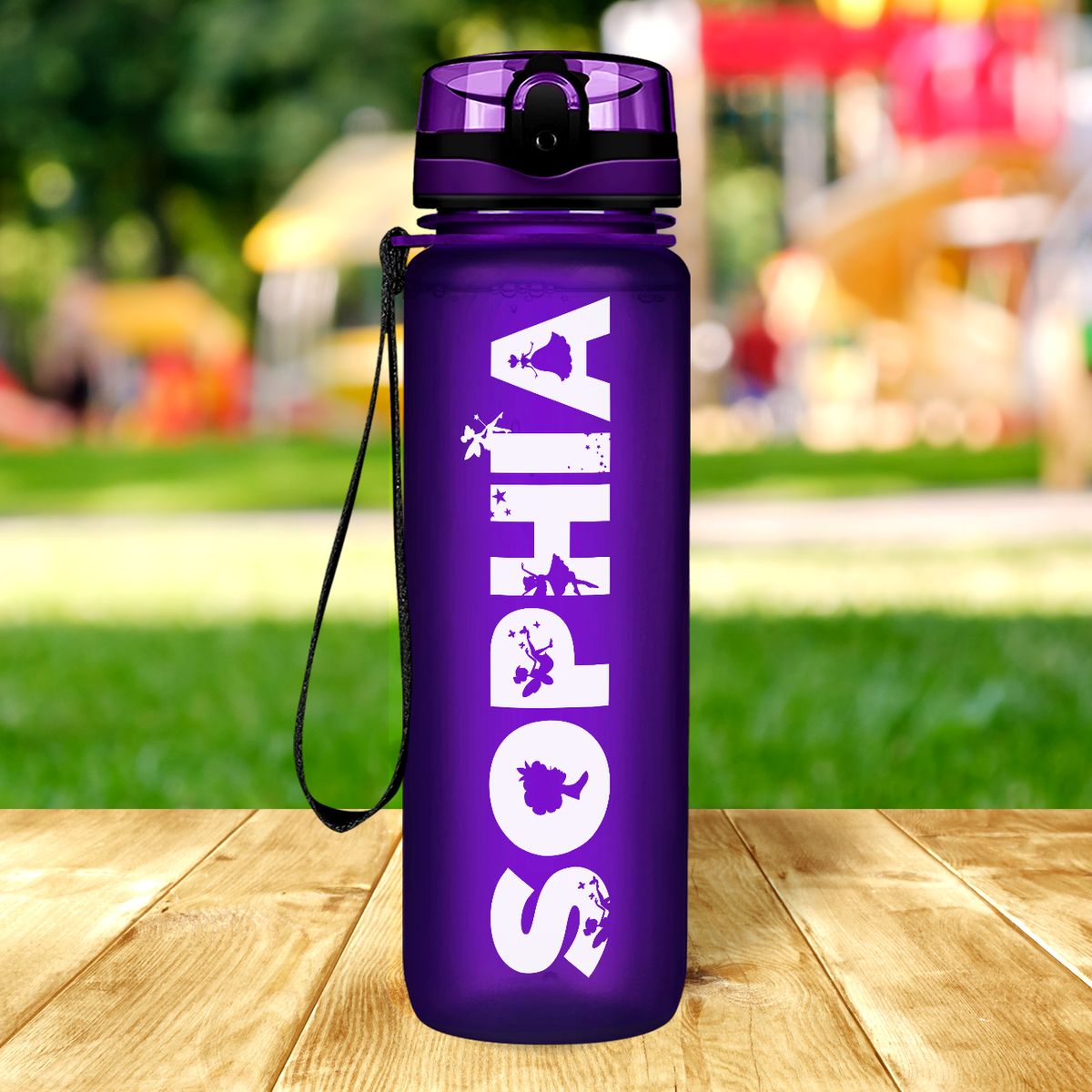 Kids Personalized on Purple Frosted 32 oz Motivational Tracking Water Bottle
