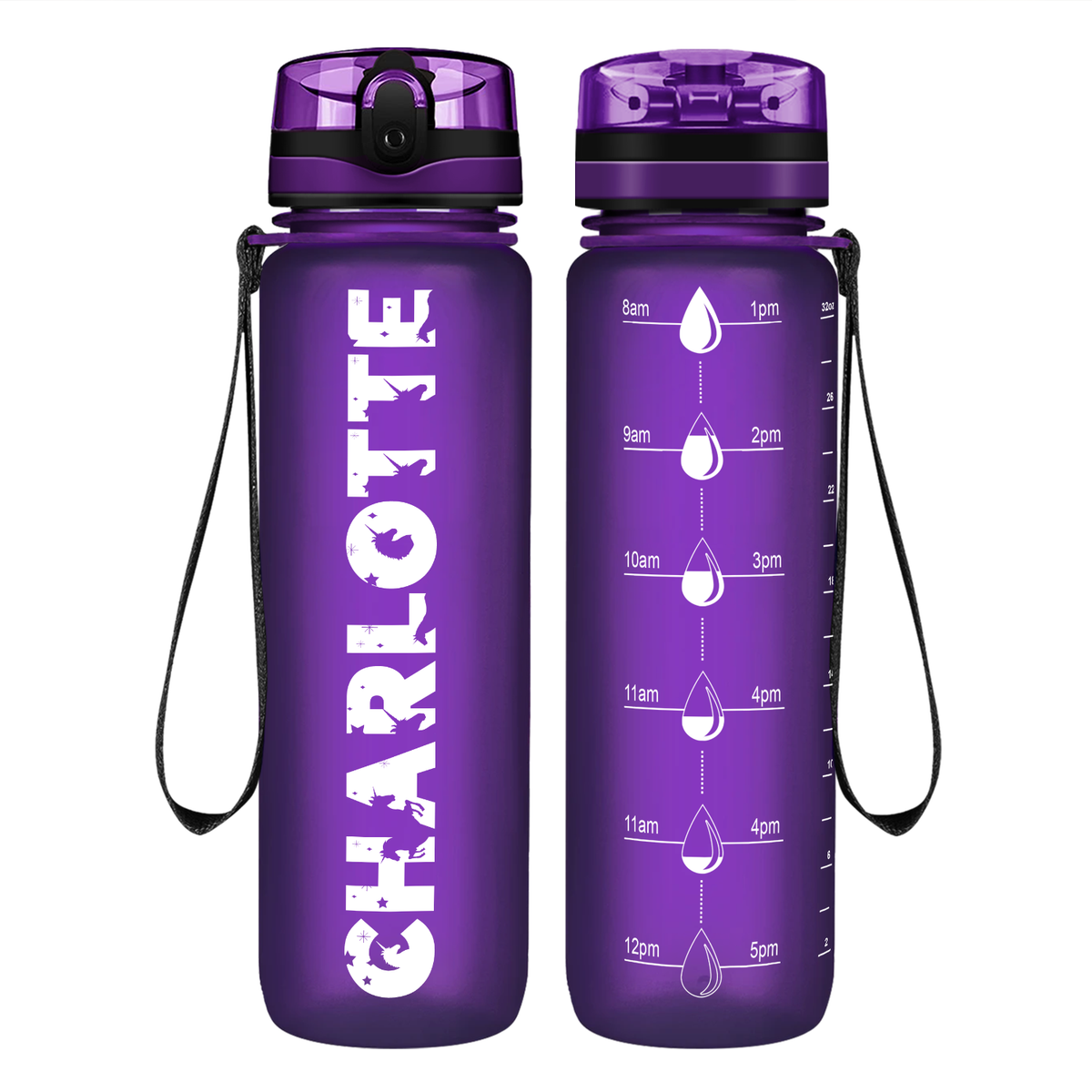 Cuptify Kids Personalized on Purple Frosted Motivational Tracking Water Bottle