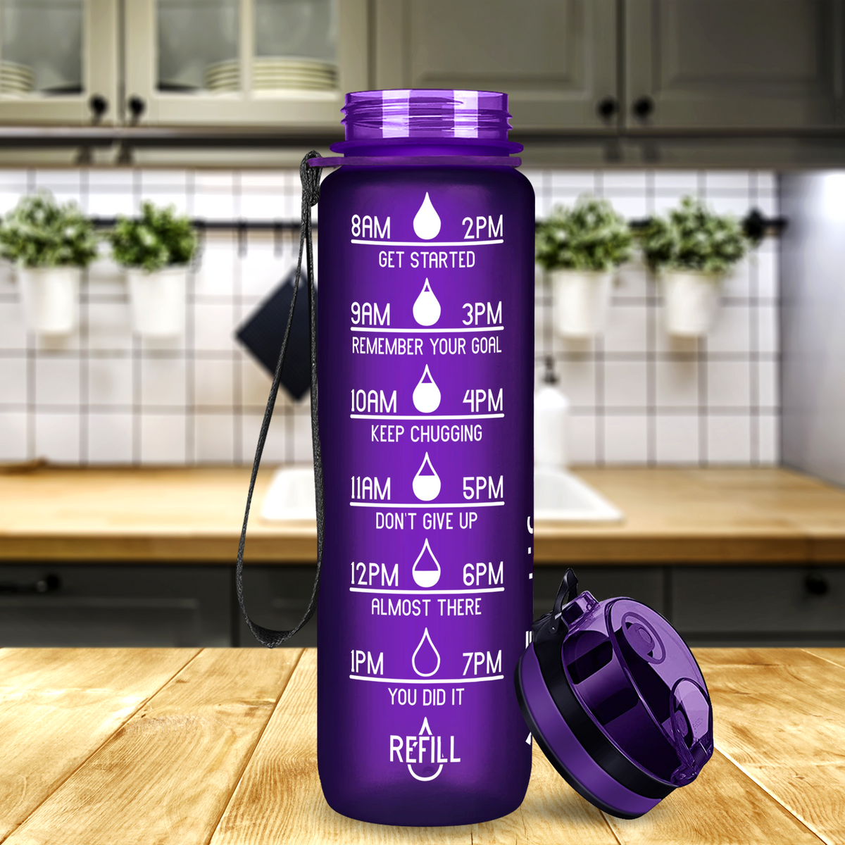 Cuptify Purple Frosted 32 oz Motivational Water Bottle