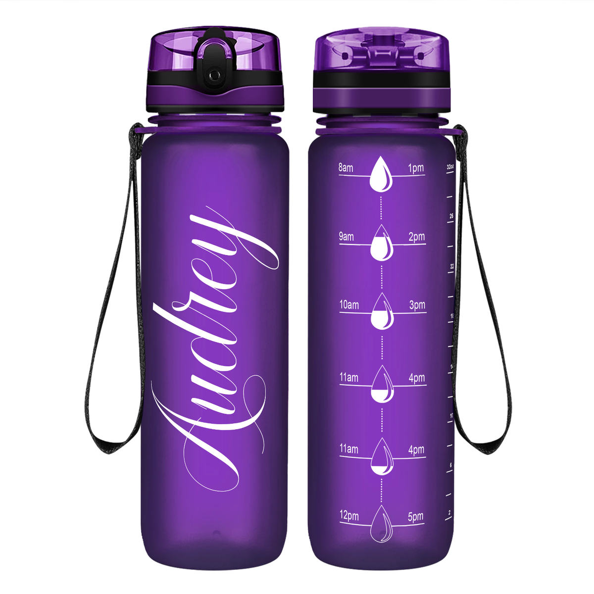 Cuptify Personalized on Purple Frosted Motivational Tracking Water Bottle