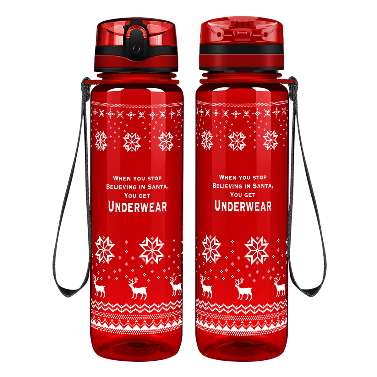 When You Stop Believing in Santa on 32 oz Motivational Tracking Christmas Water Bottle