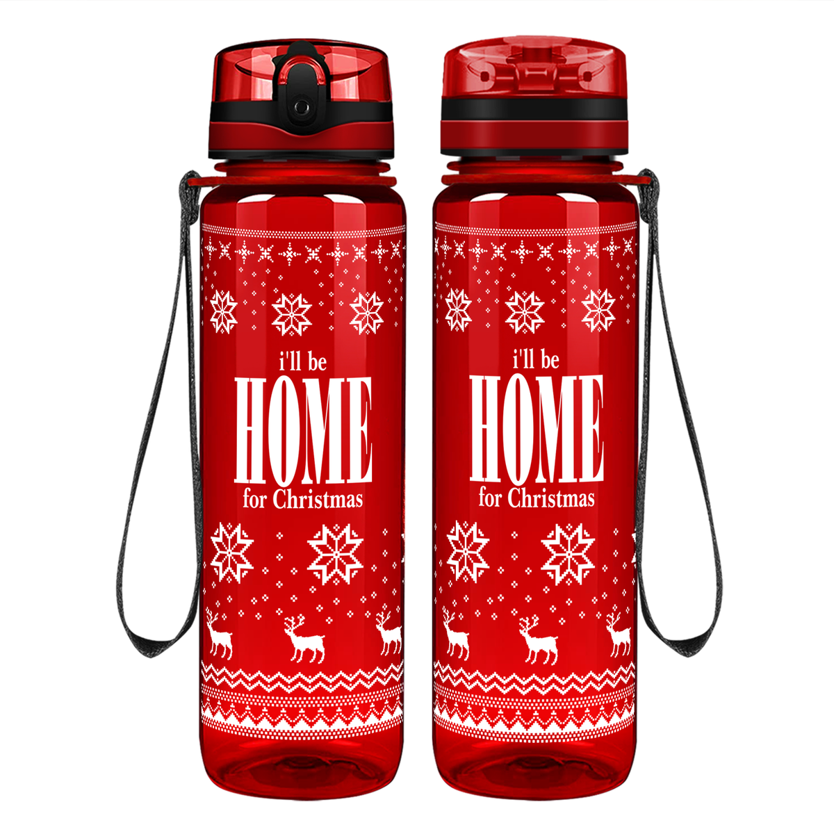 I'll be home for Christmas on 32 oz Motivational Tracking Holiday Water Bottle