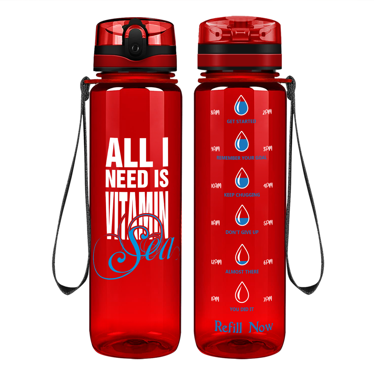 Vitamin Sea on 32 oz Motivational Tracking Beach Water Bottle