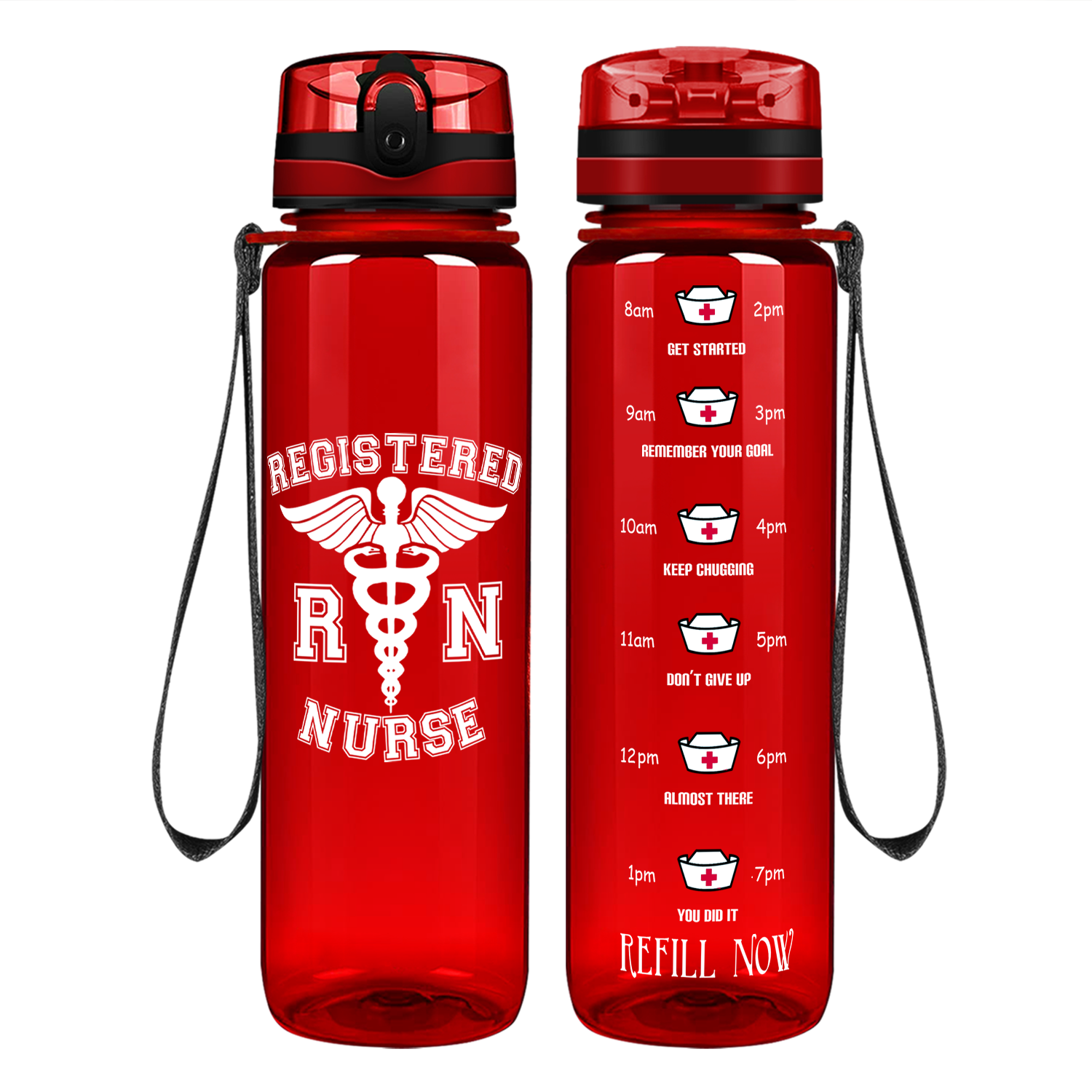 Personalized Nurse Life 32oz Motivational Water Bottle With Time Marker -  Jolly Family Gifts