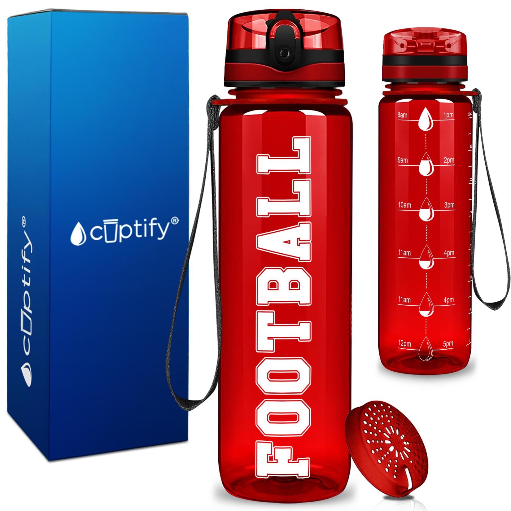 Football on 32 oz Motivational Tracking Water Bottle