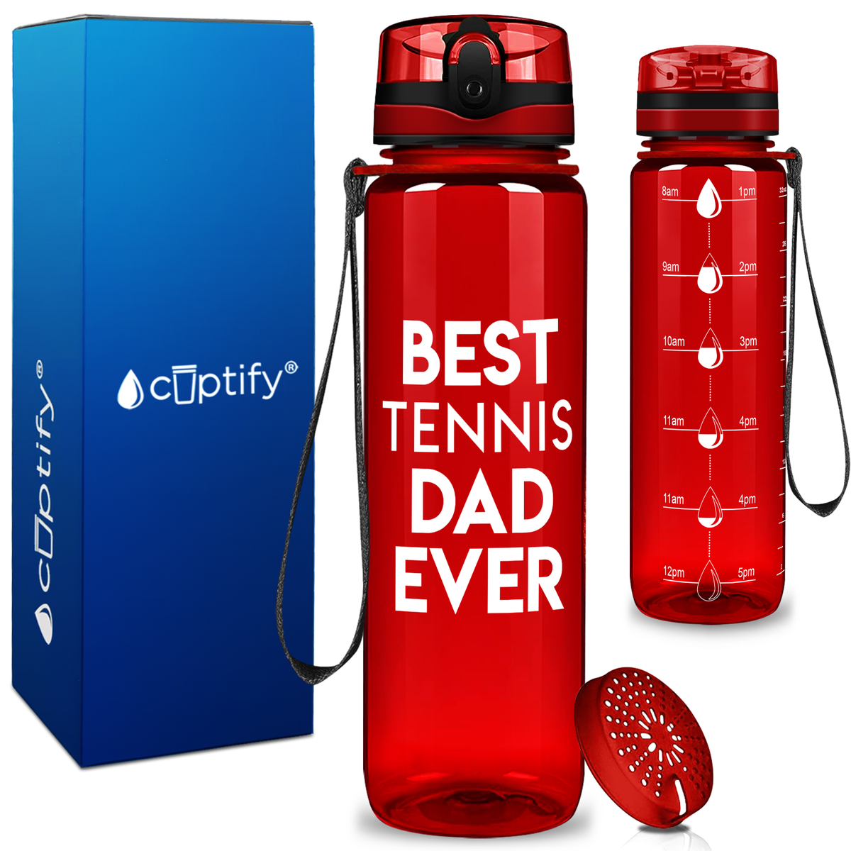 Best Tennis Dad Ever on 32 oz Motivational Tracking Water Bottle