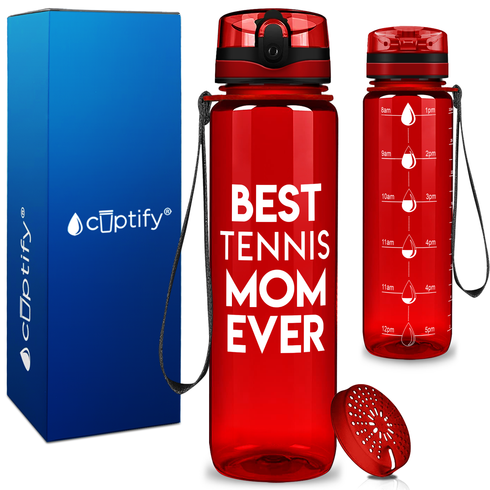 Best Tennis Mom Ever on 32 oz Motivational Tracking Water Bottle