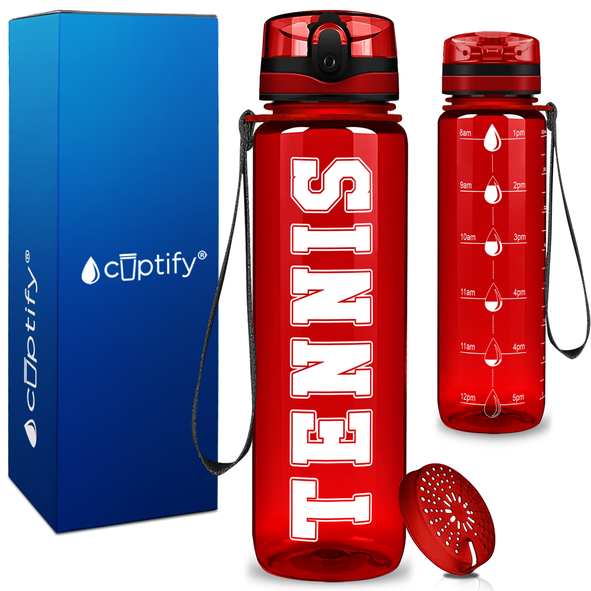Tennis on 32 oz Motivational Tracking Water Bottle